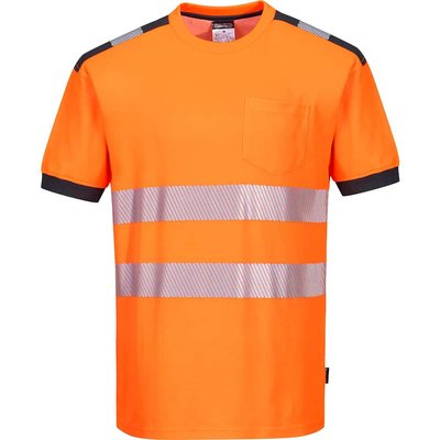 Portwest PW3 Hi Vis Cotton Comfort Short Sleeve T Shirt Orange / Grey 2XL