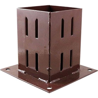 Bolt Down Fence Post Shoe Oxide Powder Coated 75mm