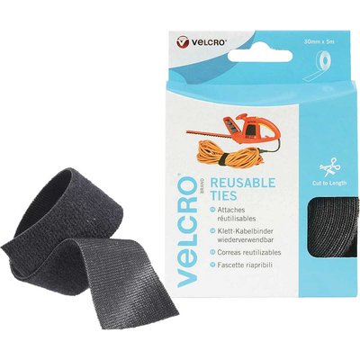 Velcro Self Gripping Ties Black 30mm 5m Pack of 1