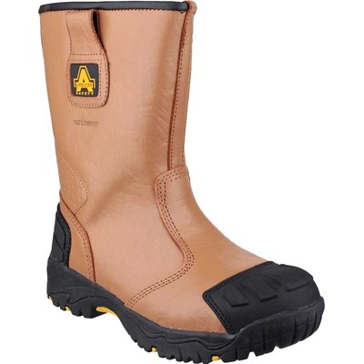 Amblers Mens Safety FS143 Waterproof Safety Rigger Boots Tan Size 12