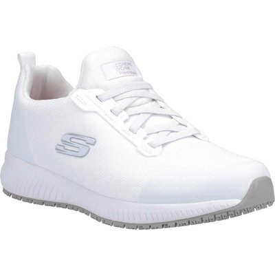 Skechers Squad Mens Slip Resistant Myton Work Shoes White Size 6
