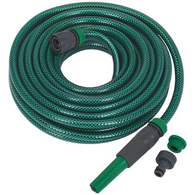 Sealey Garden Hose Pipe with Fittings 1/2" / 12.5mm 15m Green