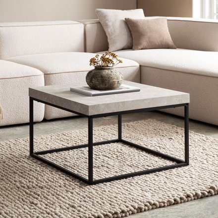 FineBuy Couchtisch 60x60x38 cm Sofatisch Modern, Design Wohnzimmertisch Quadratisch, Loungetisch Klein, Kaffeetisch Metallbeine