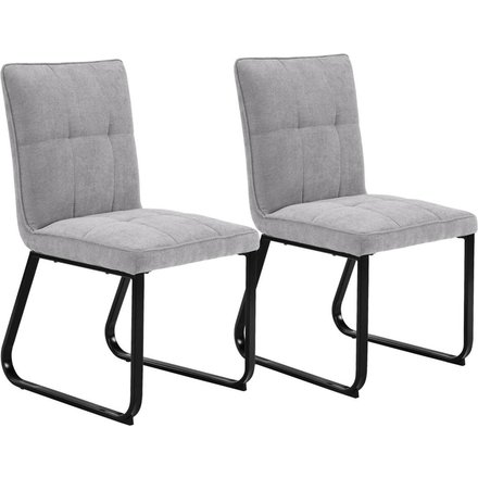 Stuhl TALEA 2er-Set hellgrau schwarz Webstoff Metall