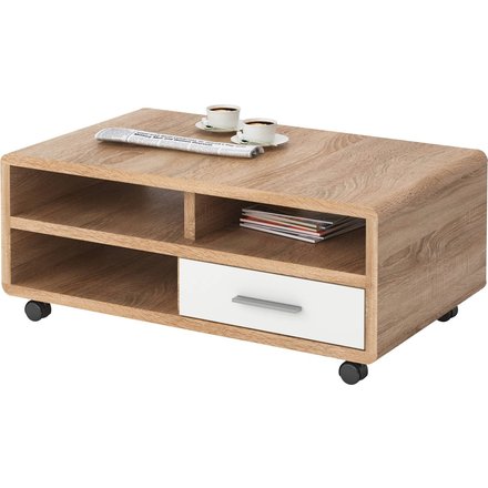 Couchtisch Miami Eiche Sonoma Nachbildung weiß Hochglanz