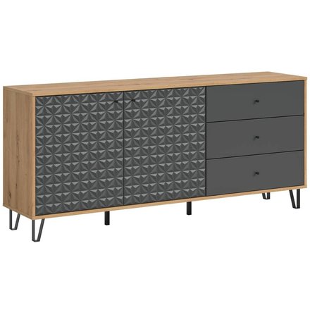 Sideboard PRISMA Artisan Oak Nachbildung anthrazit matt
