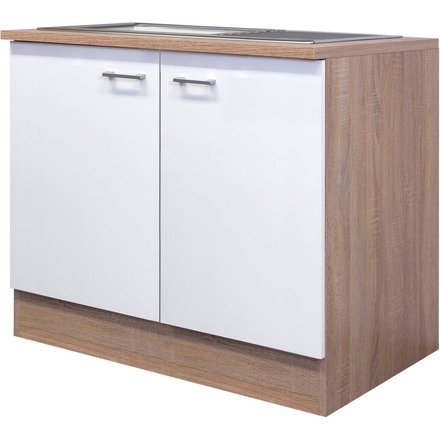 Spülenschrank Samoa weiß Eiche Nachbildung