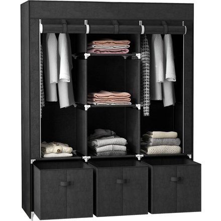 HOMCOM Kleiderschrank schwarz Polypropylen