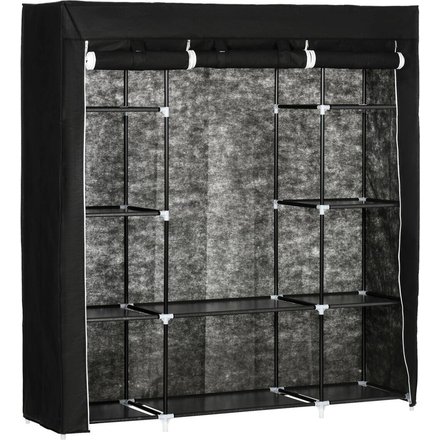 HOMCOM Kleiderschrank schwarz Edelstahl