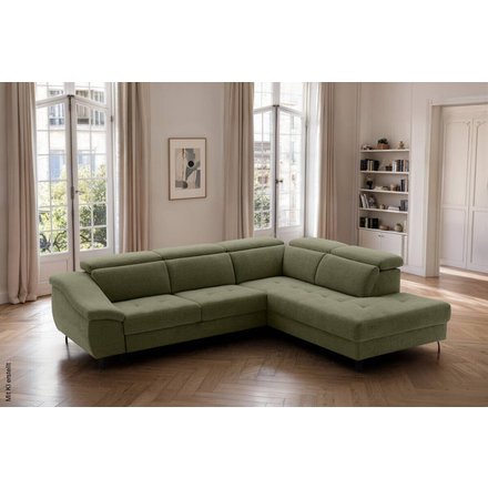 Ecksofa mit Bettfunktion grün Flachgewebe
