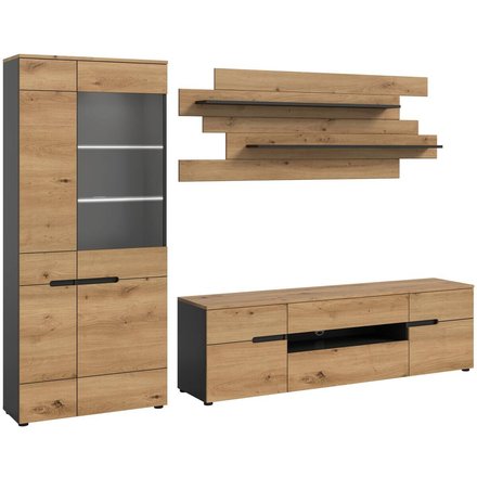 Wohnwand Canu basaltgrau Nachbildung Artisan Oak Nachbildung
