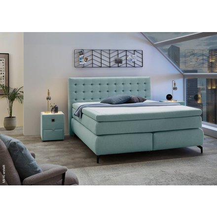 Boxspringbett türkis Flachgewebe Liegefläche