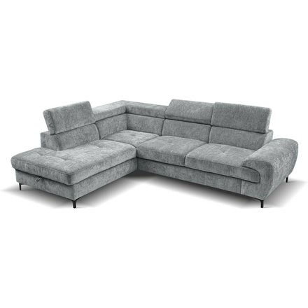 Ecksofa mit Bettfunktion und Bettkasten dunkelgrau Microfaser