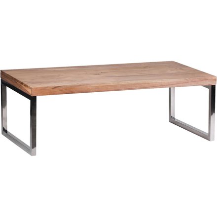 Wohnling Couchtisch natur Chrom Akazie Metall