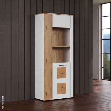 Vitrine Vitoria weiß Eiche Evoke Coast Nachbildung