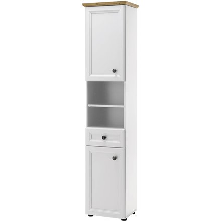 Badhochschrank Toskana weiß Eiche Artisan Nachbildung