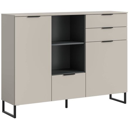 Highboard Noida Kaschmirgrau Nachbildung schwarz