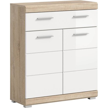 Schrank Lambada Eiche Sonoma Nachbildung weiß Hochglanz
