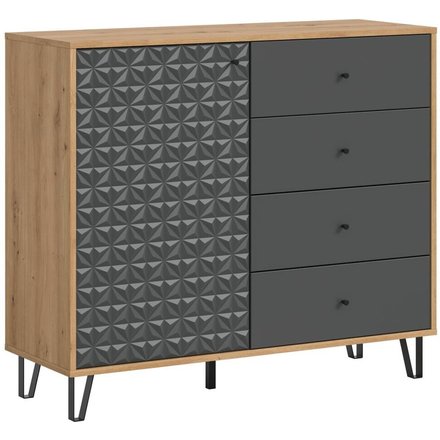 Highboard PRISMA Artisan Oak Nachbildung anthrazit matt