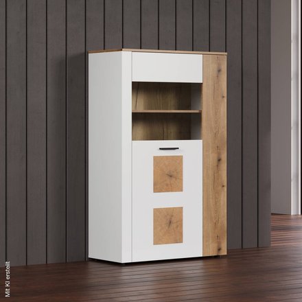 Vitrine Vitoria weiß Eiche Evoke Coast Nachbildung