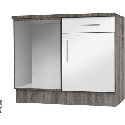 Eckunterschrank weiß Hochglanz