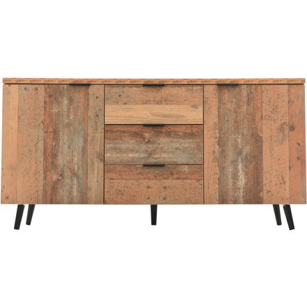 Sideboard, 3 Schubladen Verstellbare Regale, Vintage Design für Esszimmer Wohnzimmer Schlafzimmer, Robuste Konstruktion,Braun, 140x35x70cm Aosom.de