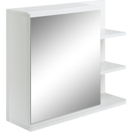 Kleankin Badezimmerspiegelschrank mit Regal - 3 Seitengestelle - Wandmontage-Set enthalten - Weißes Holzdesign Aosom