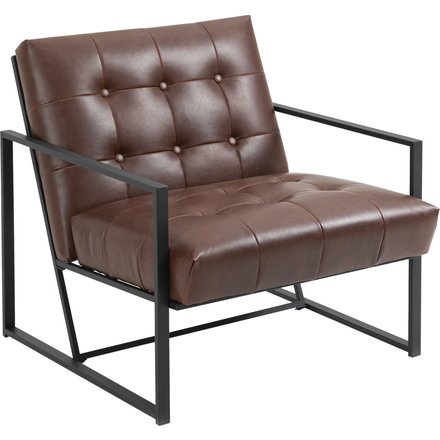 HOMCOM Lounge-Sessel Chesterfield Relaxsessel Sitzflächen und Rückenlehne gepolstertes Kunstleder Metallgestell Schwarz strapazierfähiger Überzug Schokolade Aosom