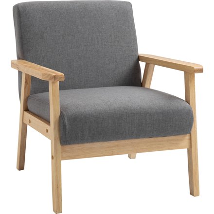 HOMCOM Ohrensessel, Loungesessel mit Armlehnen, Esszimmerstuhl, Relaxsessel in Leinenoptik, Polstersessel, Grau, 64 x 70 x 72 cm Aosom