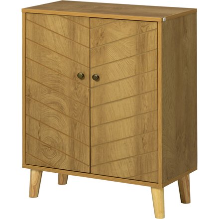 HOMCOM Sideboard für Wohnzimmer, vielseitiger Schrank im Vintage-Stil für Küche mit 2 Innenregalen, Spanplatte, 60x30x76cm, Farbe Holz Aosom