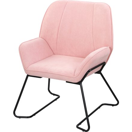 HOMCOM Moderner Loungesessel Lesesessel mit breitem und gepolstertem Sitzbezug aus Samt Metallbeine Sessel für Wohnzimmer Rosa Aosom