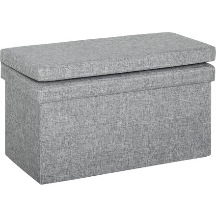 HOMCOM Aufbewahrungsbank, klappbar mit Rückenlehne, Hocker/Fußhocker mit 77 L Stauraum, Stoffbezug, 76x50x73 cm, Grau Aosom