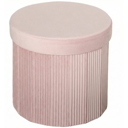 HOMCOM Aufbewahrungs-Pouf, faltbare Aufbewahrungsbank, 35 L, 38x38x38 cm, mit Samt bezogen, runde Aufbewahrungsbox, Tragkraft 120 kg, Hocker für Wohnzimmer, Schlafzimmer, Flur, Rosa Aosom