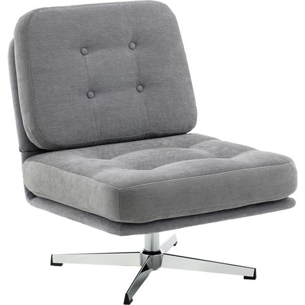 HOMCOM Sessel 360°Drehbarer Loungesessel mit Chenille-Optik, Breiter Sitzfläche, Schneidersitz Polsterstuhl mit Metallbeinen, Gepolstert Relaxsessel Lesesessel für Wohnzimmer, Schlafzimmer, Hellgrau Aosom