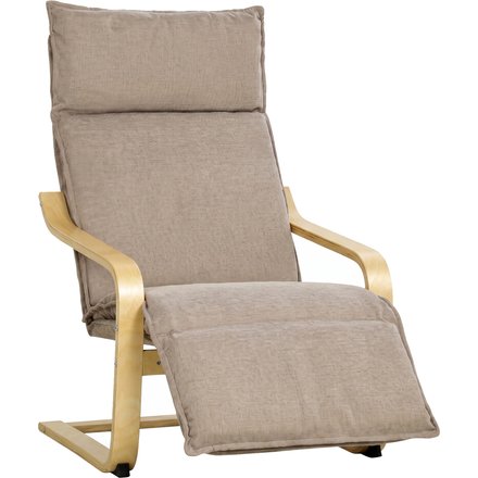 HOMCOM Wohnzimmersessel mit Reposapiés, gepolsterter Leinen-Sessel mit sanftem Schaukelmechanismus, hohe Rückenlehne, breiter Sitz, Relaxsessel für Schlafzimmer, Büro, Arbeitszimmer, Marrón claro Aosom