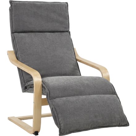 HOMCOM Loungesessel Wohnzimmer Sessel mit Fußstütze, Leinenoptik Moderner Schwingsessel mit Schaukelfunktion, hoher Rückenlehne Bequemer Relaxsessel Polsterstuhl für Schlafzimmer, Dunkelgrau Aosom
