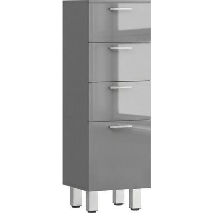 kleankin Badezimmerschrank Nischenschrank schmal mit 3 Schubladen, verstellbar Regal Toilettenschrank Badschrank Beistellschrank für Badezimmer, kleine Räume, 330 x 30 x 93 cm Grau Aosom