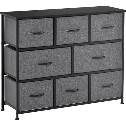 HOMCOM Kommode mit 8 Schubladen aus Stoff Aufbewahrungsschrank Kommodenschrank mit Griffen, Metallgestell, Modern-Design Schrank für Schlafzimmer, Wohnzimmer Dunkelgrau Aosom