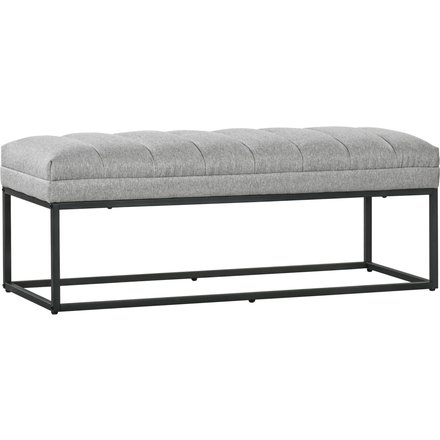 HOMCOM Sitzbank Leinenoptik Polsterbank für Schlafzimmer Bettbank Schminkbank bis 200 kg Stahl hellgrau 120x44x45,5 cm Aosom.de