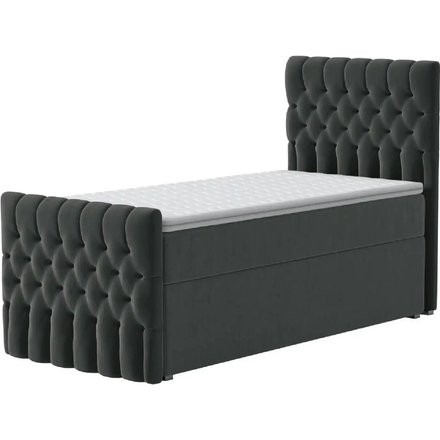 Boxbett mit Bettkasten und Fußteil Belek King, grau