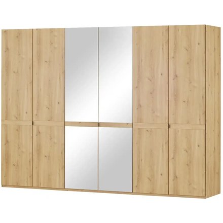 uno Drehtürenschrank 6-türig mit Spiegeltüren Caballo, holzfarben