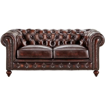 uno Ledersofa im Vintagelook Chesterfield, braun