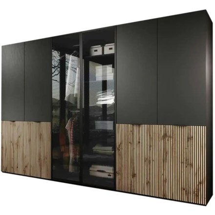 Drehtürenschrank 6 türig Sandbox, schwarz