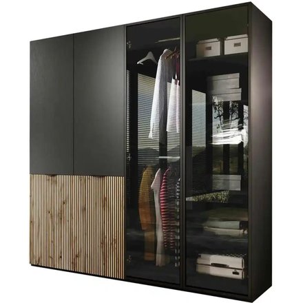 Drehtürenschrank mit Glastüren Sandbox, schwarz