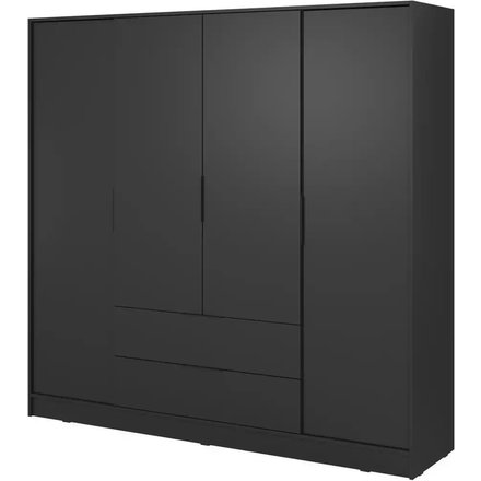 Drehtürenschrank 206 cm breit Lyke, schwarz