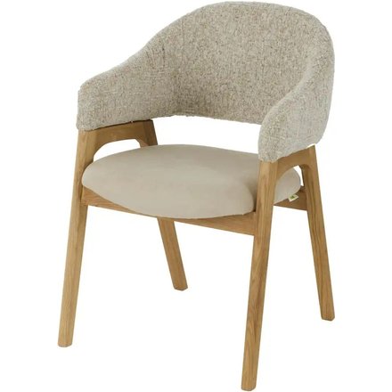 smart Armlehnstuhl mit Eiche Massivholzgestell, beige