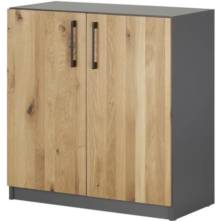 Aktenschrank mit Massivholzfront SOLIDLine, grau