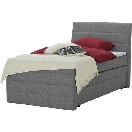Boxspringbett mit Bettkasten und Topper Baron, grau