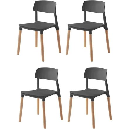 Stuhl 4er-Set, schwarz