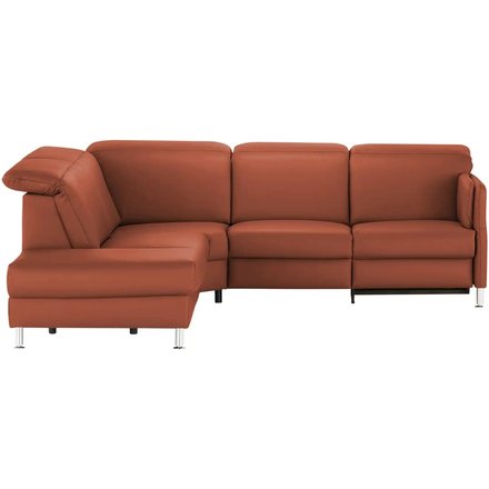 meinSofa Leder-Ecksofa Leon, rot